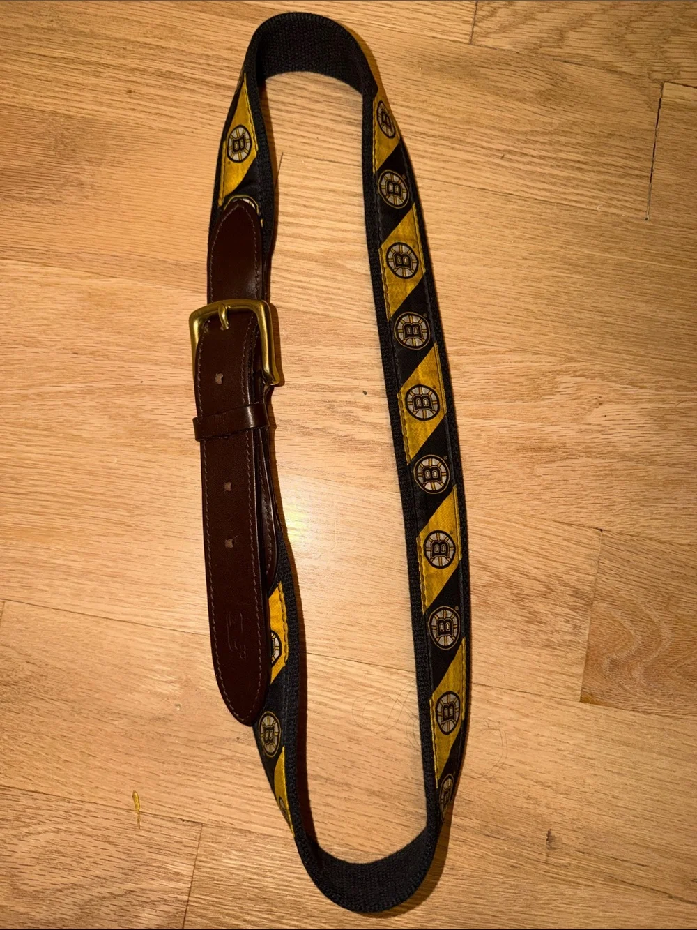 Vineyard Vines Bruins Black and Yellow Webbed Team Logo Belt